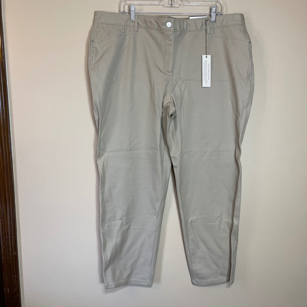 NEW Chicos So Slimming Getaway Ankle Pants Khaki 5-Pocket Stretch Size 4 XXL